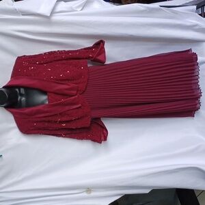 Kathy Roberts formal dress w/matching jackets size 16W, Burgundy, 22" PTP, 46"L